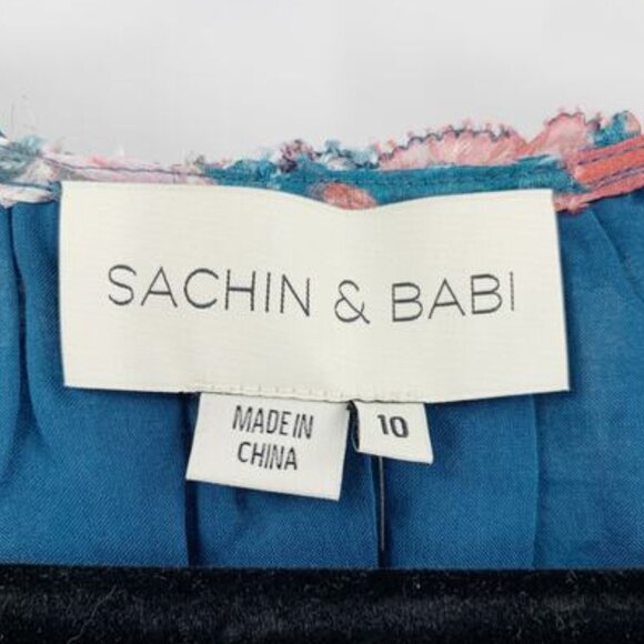 NWT SACHIN + BABI Dress Veronica Knee Length Teal Guava Blue Midi Casual 8 - Picture 6 of 11